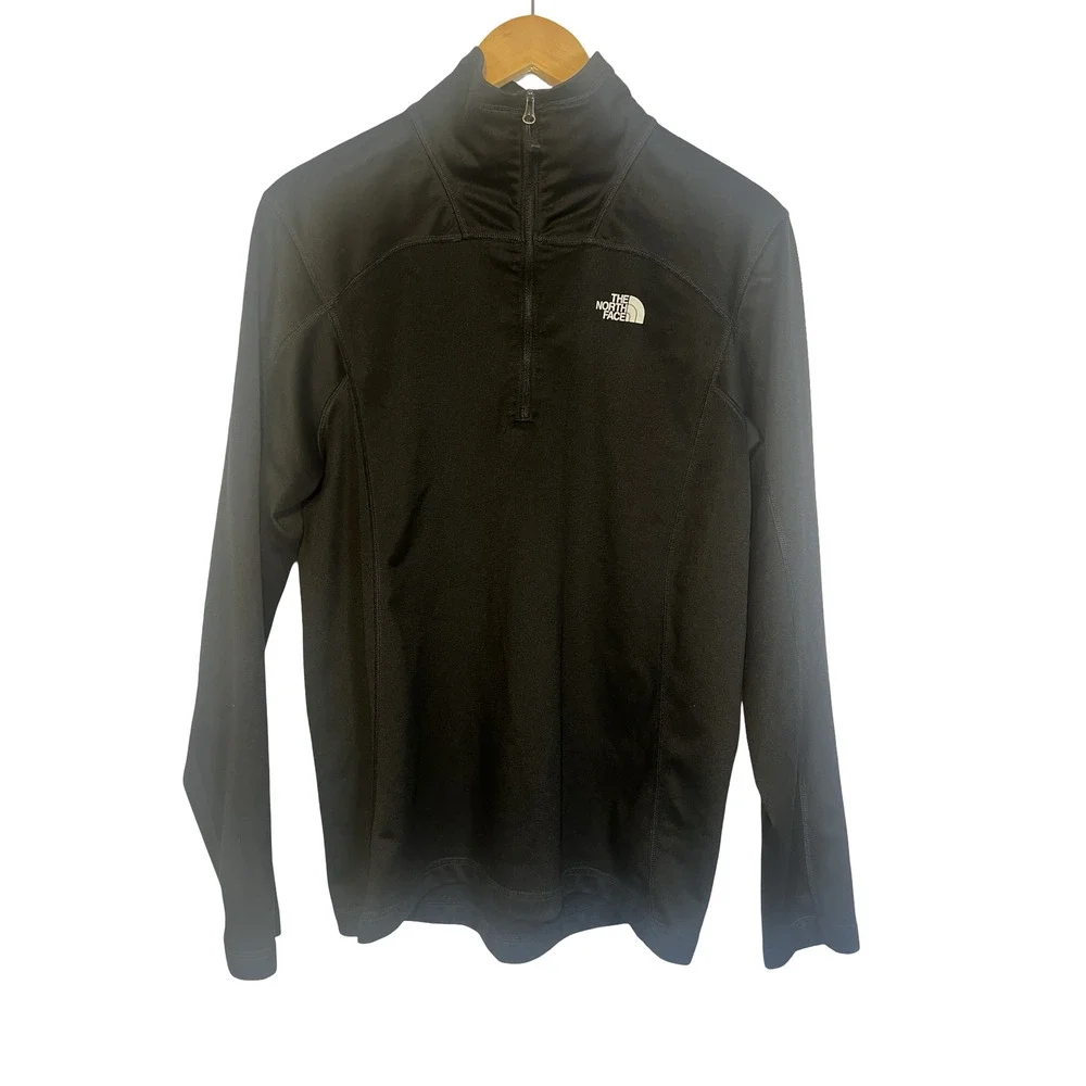 The North Face Pullover Mens Medium Black Quarter Zip Fleece Logo Layer NF00CP4A